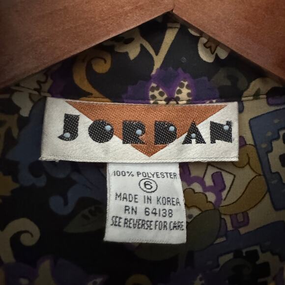 Vtg‎ Jordan Blouse Womens 6 Multicolor Button Up Tassel Retro Career Business - Picture 4 of 10